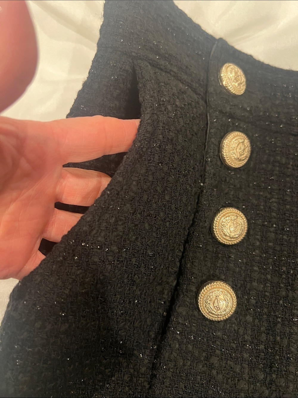 Generation Love Black Tweed Gold Button High Waist Shorts XS - Picture 5 of 11